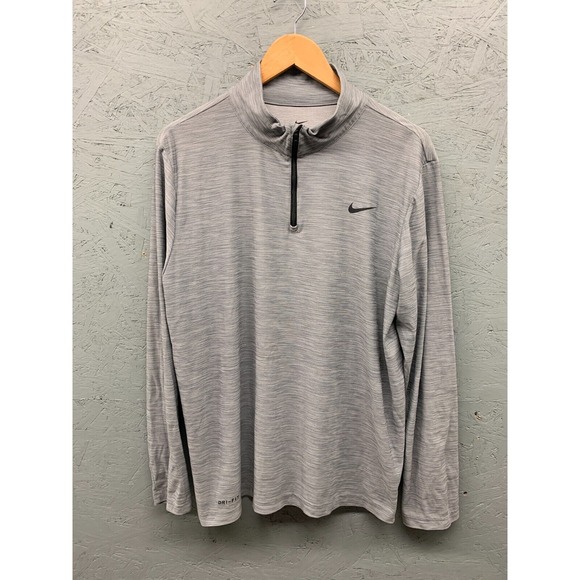 Nike Men's Dri-FIT Gray Quarter Zip Pullover Size Large Long Sleeve Training Top - Picture 1 of 10